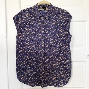 Ann Taylor Floral Short Sleeve Button Down